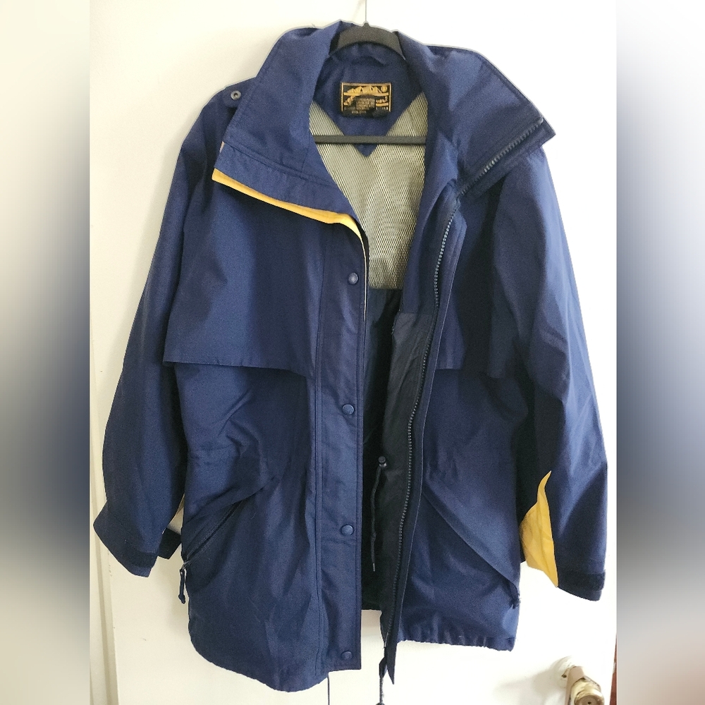 Womens Blue and Yellow Outdoor Jacket Size LARGE